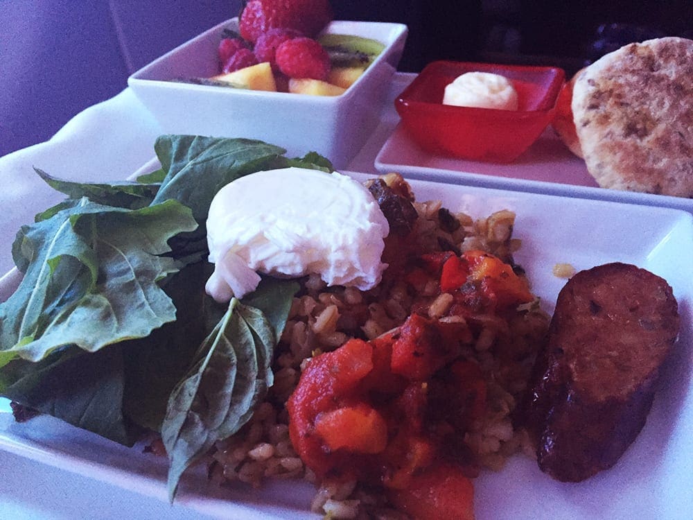 Airline Breakfast Poached Eggs @ Virgin America First Class