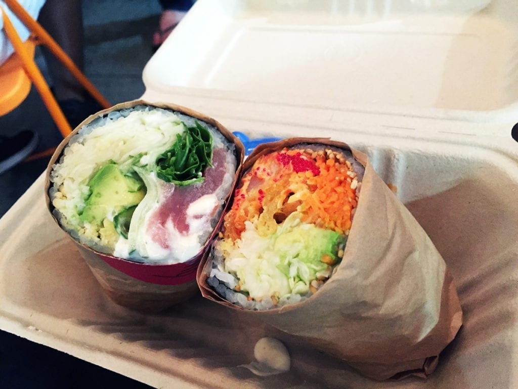 Sofie and Hanzo Sushi Burito @ Buredo at Emporiyum Food Market in Baltimore
