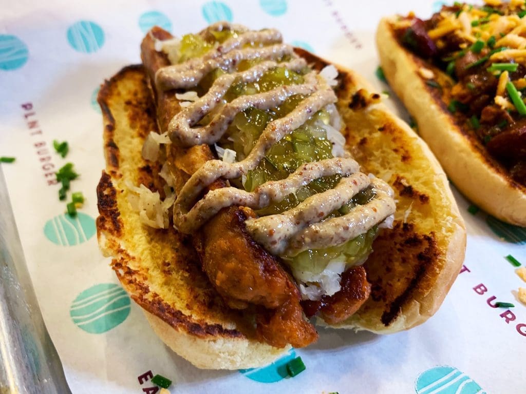 Sauerkraut Vegan Hot Dog from PLNT Burger in Downtown Silver Spring