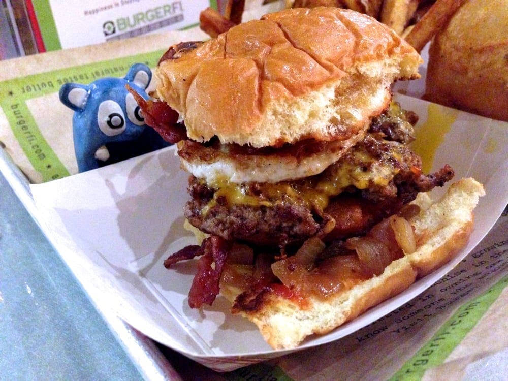 Breakfast All Day Burger $8 @ BurgerFi in Down Town Silver Spring, Maryland