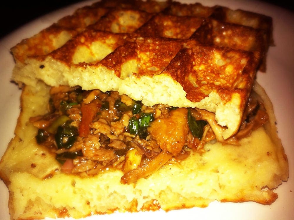 Hoising Duck Waffle Sandwich from WickedWaffle