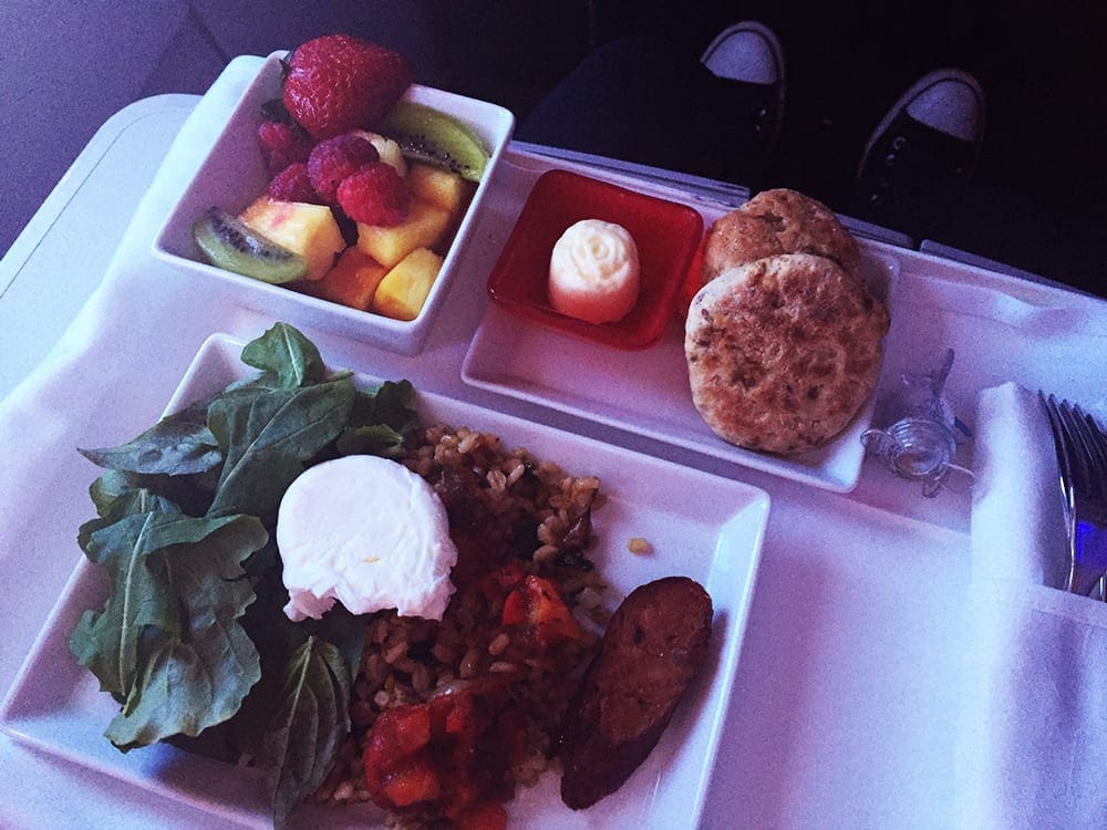 Airline Breakfast Poached Eggs @ Virgin America First Class
