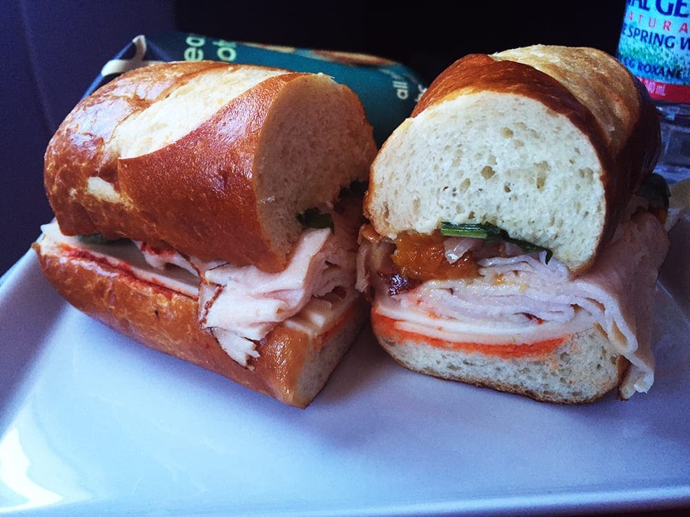 Airline Lunch Turkey Sandwich @ First Class Virgin America