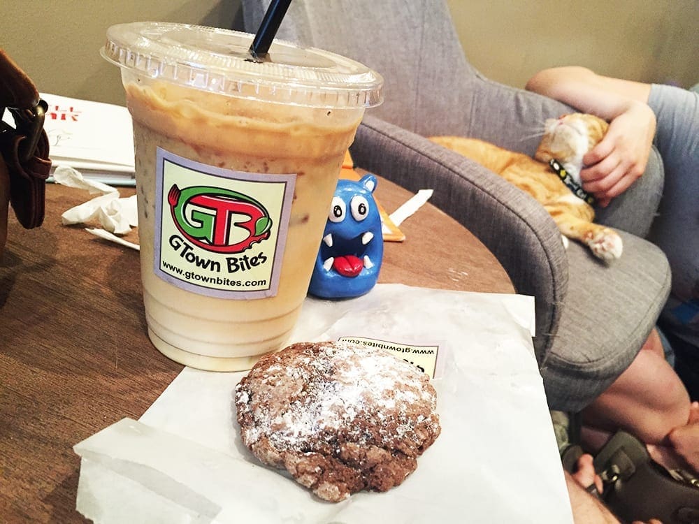 Coffee and Cookie from Gtown Bites at Crumbs & Whiskers Cat Cafe