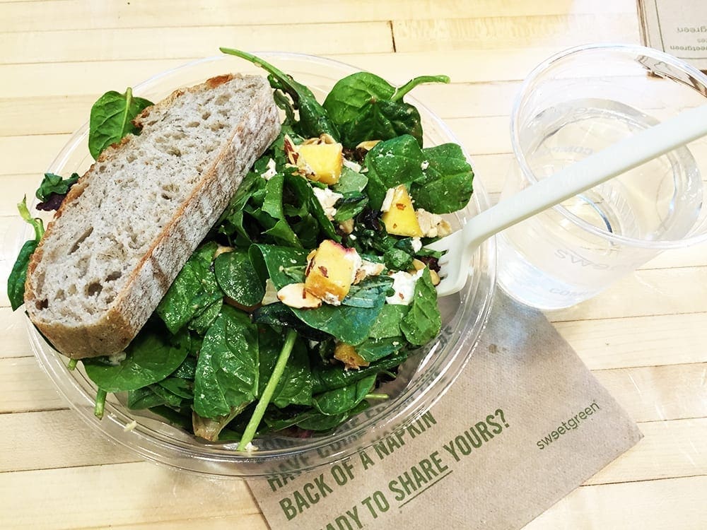 Peach and Goat Cheese Salad $9 @ SweetGreen in Silver Spring