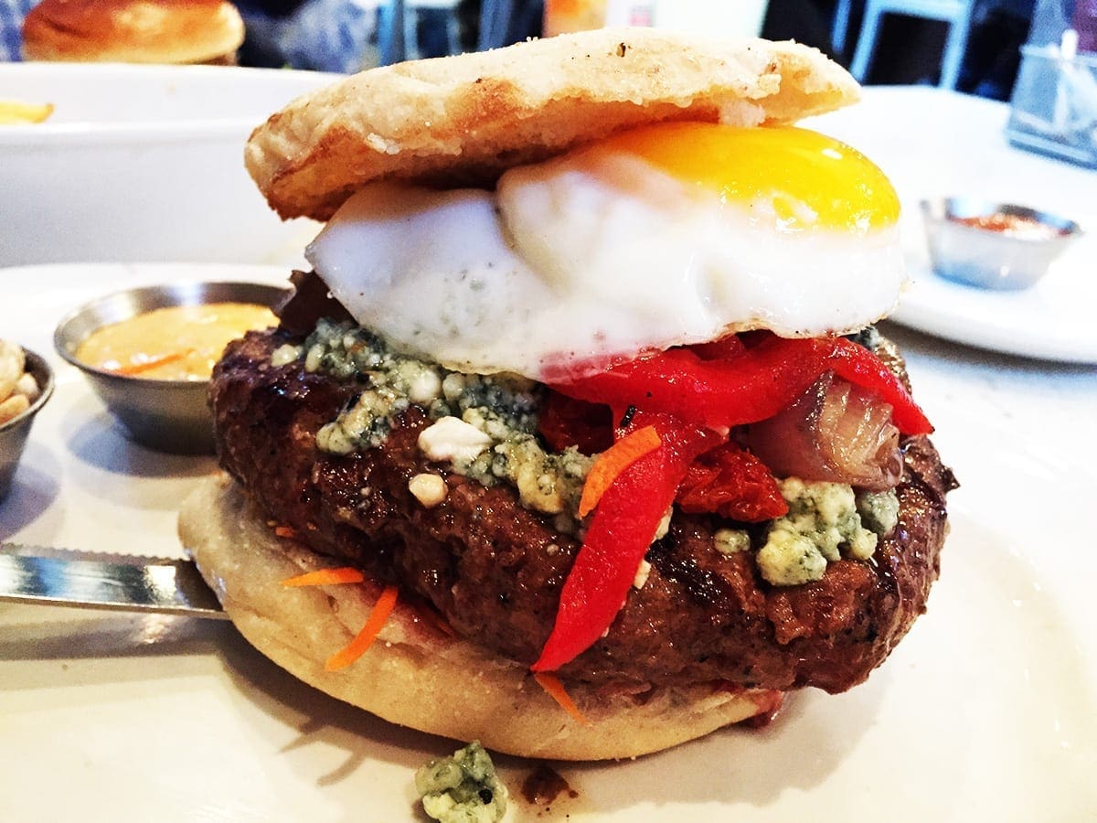 English Muffin Blue Cheese Burger @ Counter in Reston Town Center, Virginia