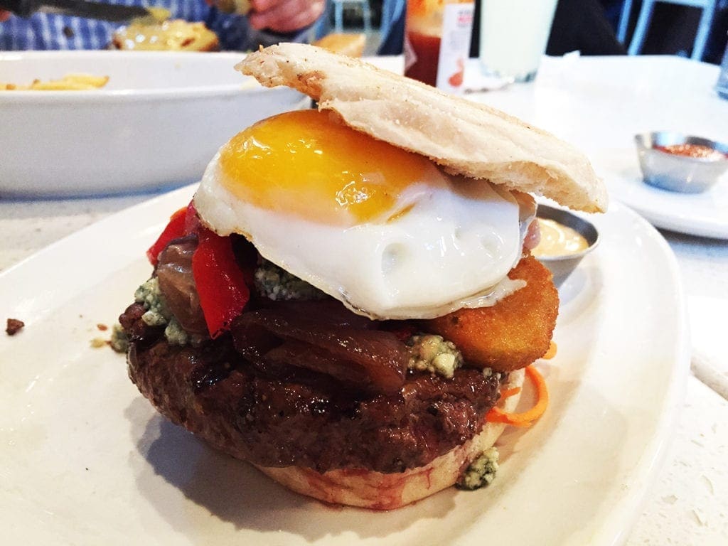 English Muffin Blue Cheese Burger @ Counter in Reston Town Center, Virginia