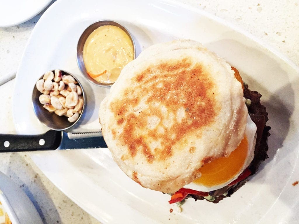 English Muffin Blue Cheese Burger @ Counter in Reston Town Center, Virginia