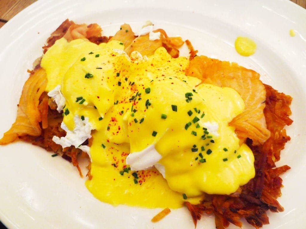 Smoked Salmon Hashbrown Benedict at Summer House Rockviile