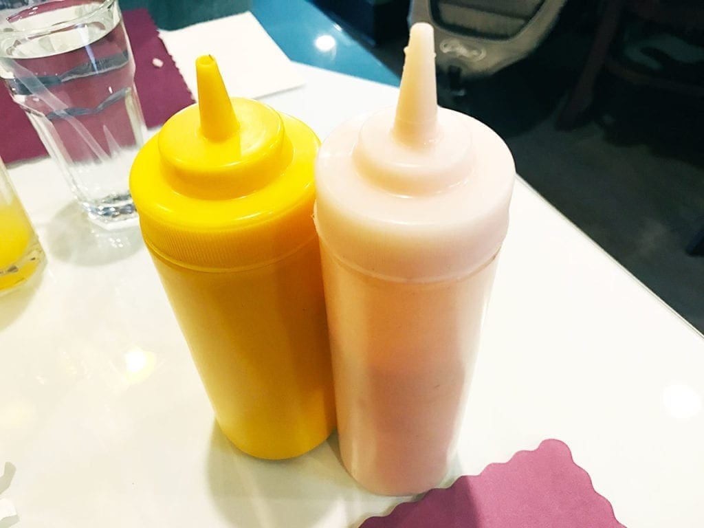 Sauces of Choice at Arepas Pues
