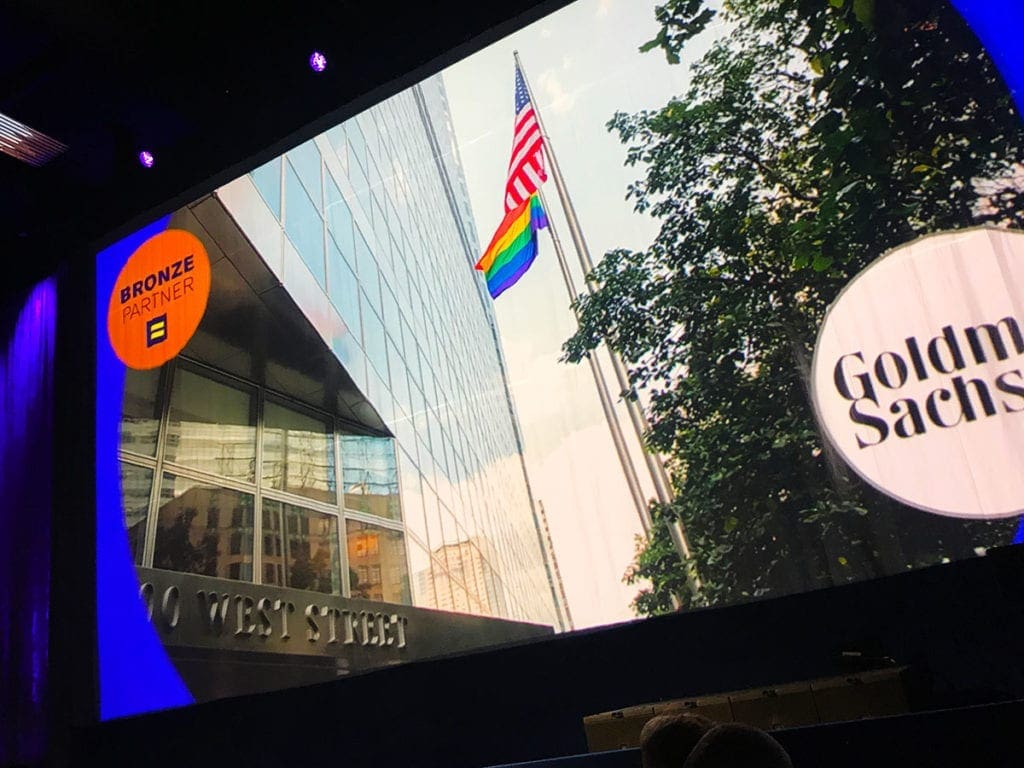 Sponsor Goldman Sachs from HRC National Dinner 2018